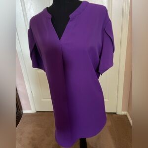 Taohuadao purple flutter sleeve blouse